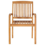 Stapelbare Gartenstühle mit Kissen 4 Stk. Massivholz Teak
