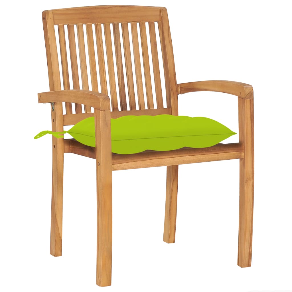 Stapelbare Gartenstühle mit Kissen 8 Stk. Massivholz Teak