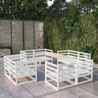 8-tlg. Garten-Lounge-Set Weiß Massivholz Kiefer
