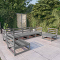 6-tlg. Garten-Lounge-Set Grau Massivholz Kiefer