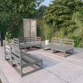 6-tlg. Garten-Lounge-Set Grau Massivholz Kiefer