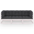 3-Sitzer-Gartensofa mit Kissen Kiefer Massivholz