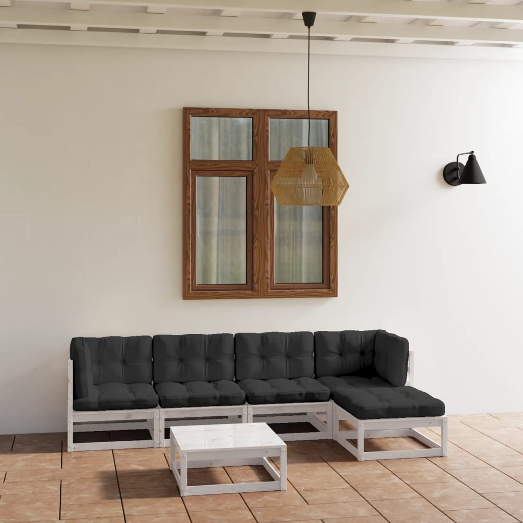 6-tlg. Garten-Lounge-Set mit Kissen Kiefer Massivholz