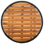 Beistelltisch Schwarz 60 cm Poly Rattan und Massivholz Akazie