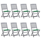 Klappbare Gartenstühle 8 Stk. mit Kissen Massivholz Akazie