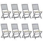 Klappbare Gartenstühle 8 Stk. mit Kissen Massivholz Akazie