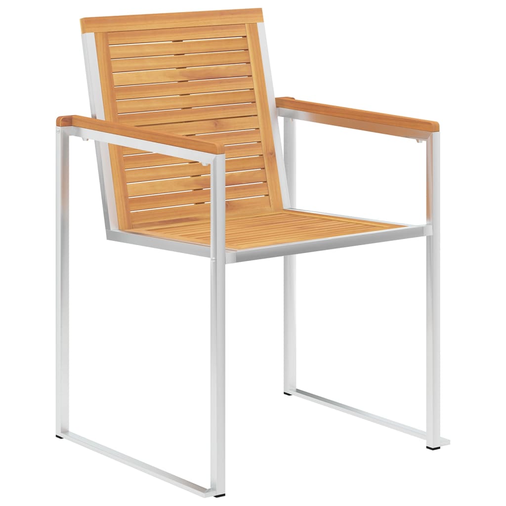 4 Stk. Gartenstühle Massivholz Teak und Edelstahl