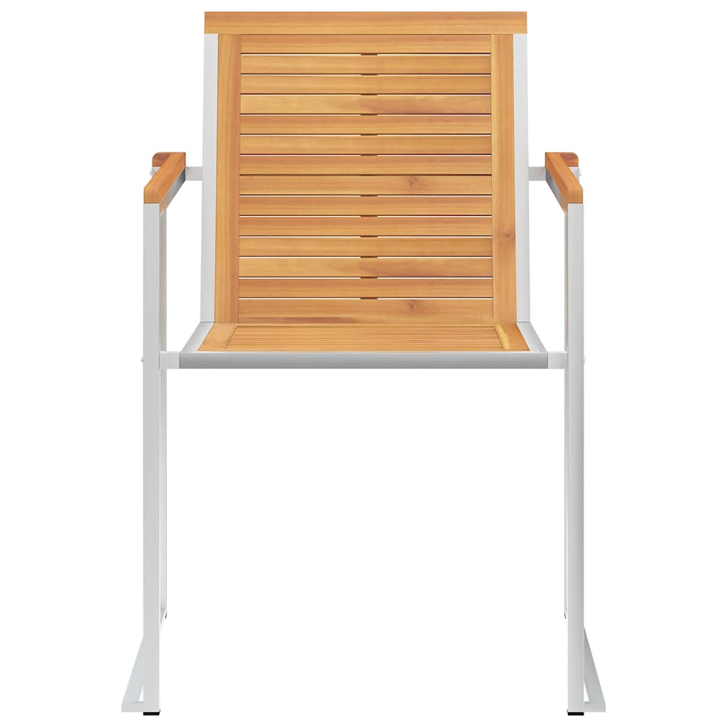 8 Stk. Gartenstühle Massivholz Teak und Edelstahl
