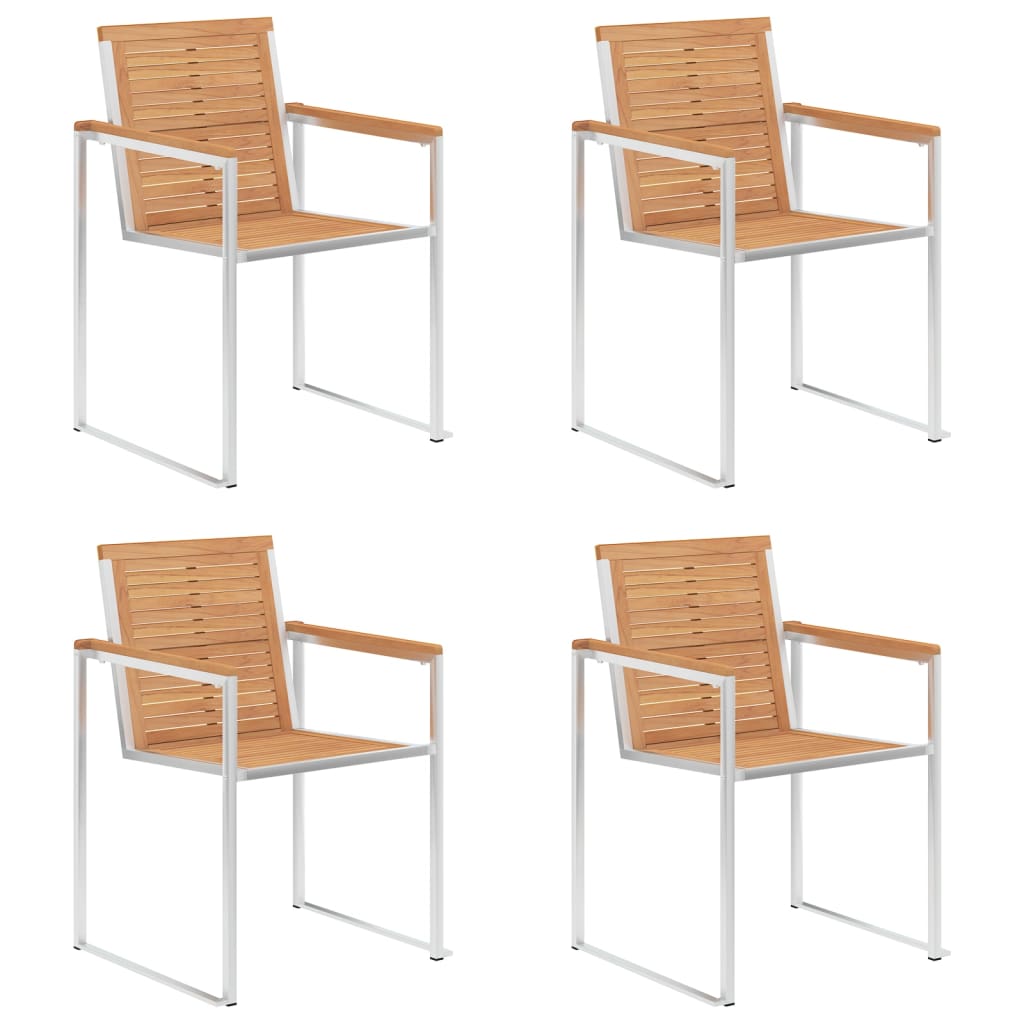 Gartenstühle 4 Stk. mit Kissen Massivholz Teak