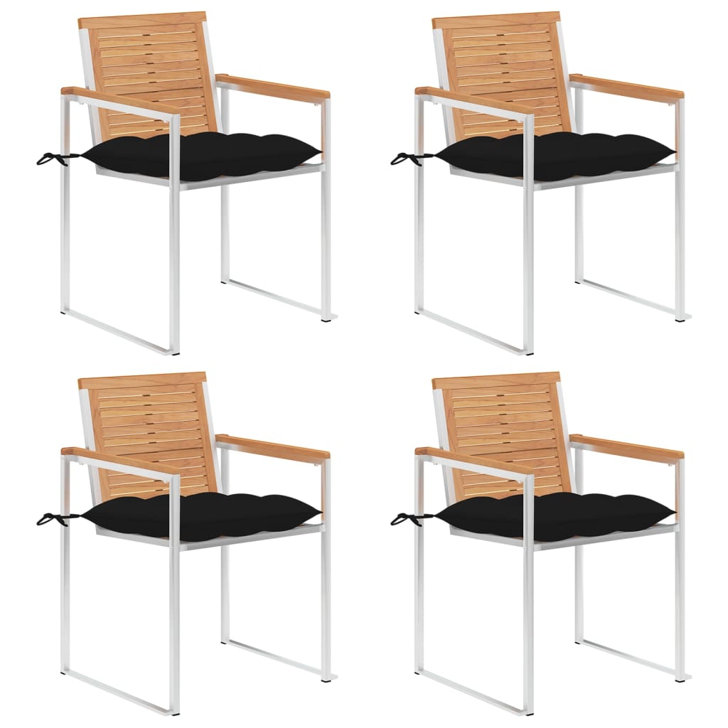 Gartenstühle 4 Stk. mit Kissen Massivholz Teak