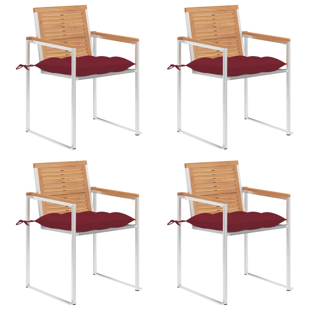 Gartenstühle 4 Stk. mit Kissen Massivholz Teak
