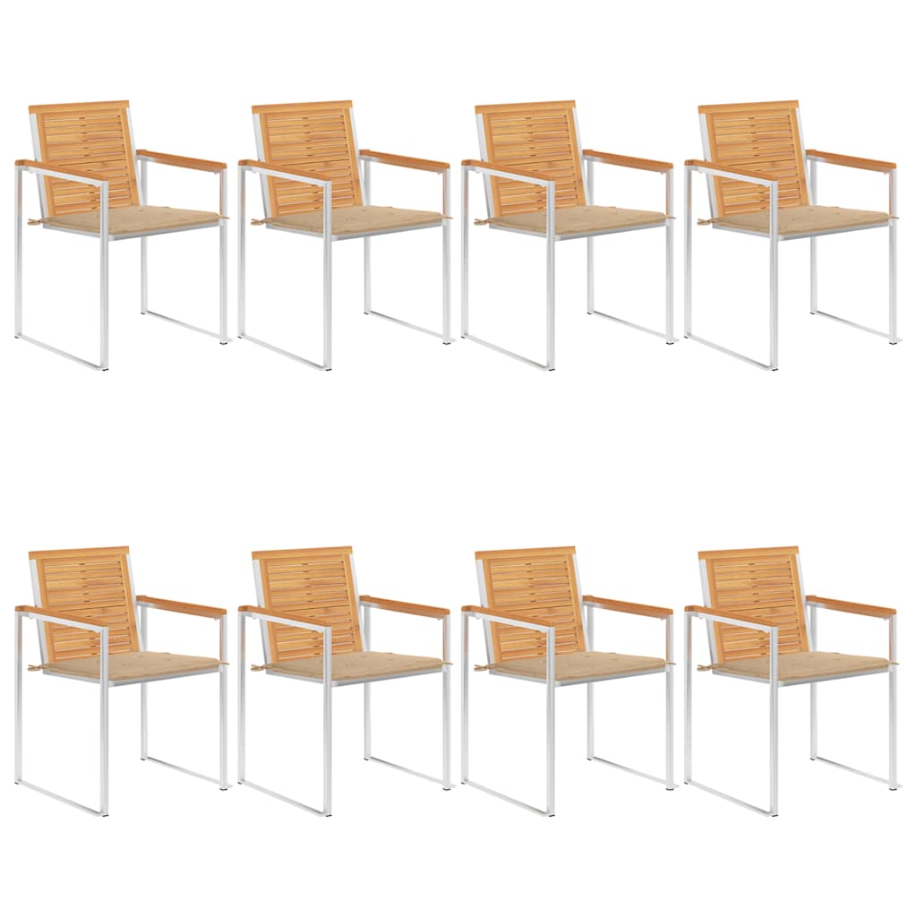 Gartenstühle 8 Stk. mit Kissen Massivholz Teak