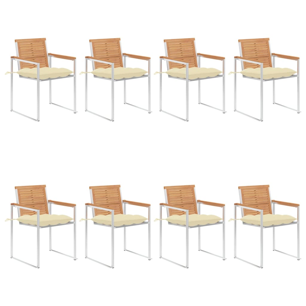 Gartenstühle 8 Stk. mit Kissen Massivholz Teak