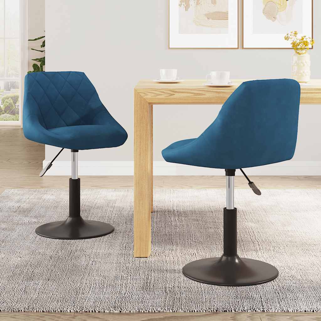 Esszimmerstühle 2 Stk. Drehbar Blau Samt