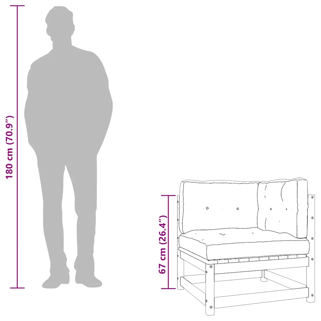 Garten-Ecksofa mit Kissen Massivholz Kiefer