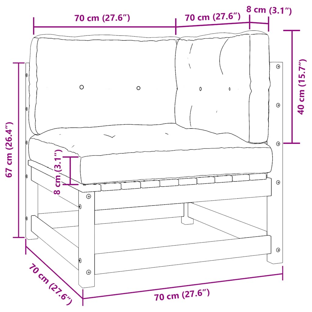 2-tlg. Garten-Lounge-Set mit Kissen Kiefer Massivholz
