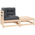 2-tlg. Garten-Lounge-Set mit Kissen Kiefer Massivholz