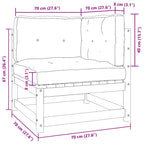2-tlg. Garten-Lounge-Set mit Kissen Kiefer Massivholz