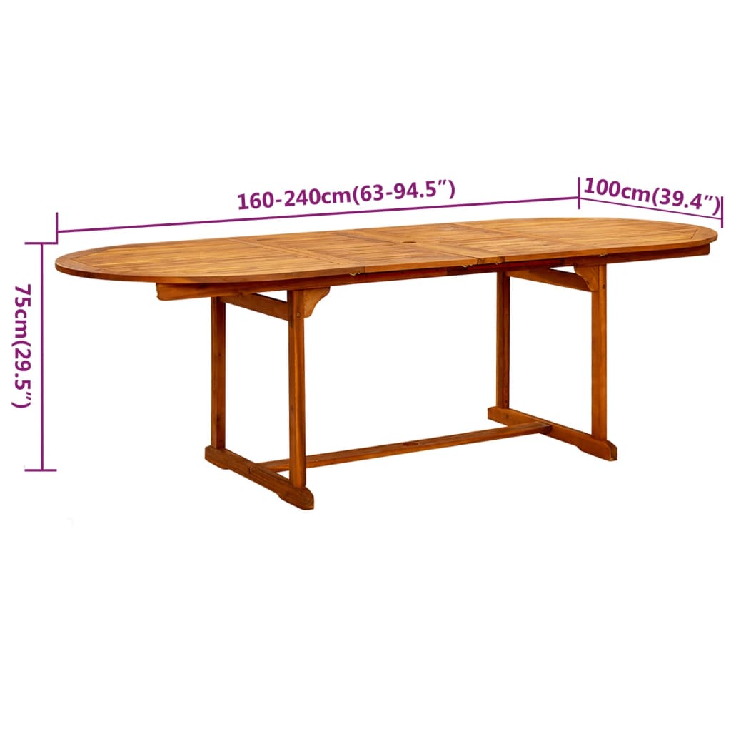 9-tlg. Garten-Essgruppe Massivholz Akazie 160-240 cm