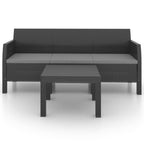 2-tlg. Garten-Lounge-Set mit Kissen PP Rattan Anthrazit