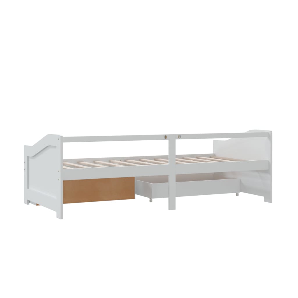 Tagesbett 3-Sitzer mit Schubladen Weiß Kiefernholz 90x200 cm
