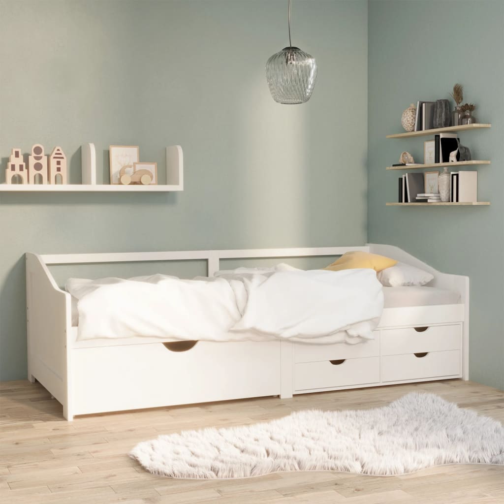 Tagesbett 3-Sitzer mit Schubladen Weiß Kiefernholz 90x200 cm