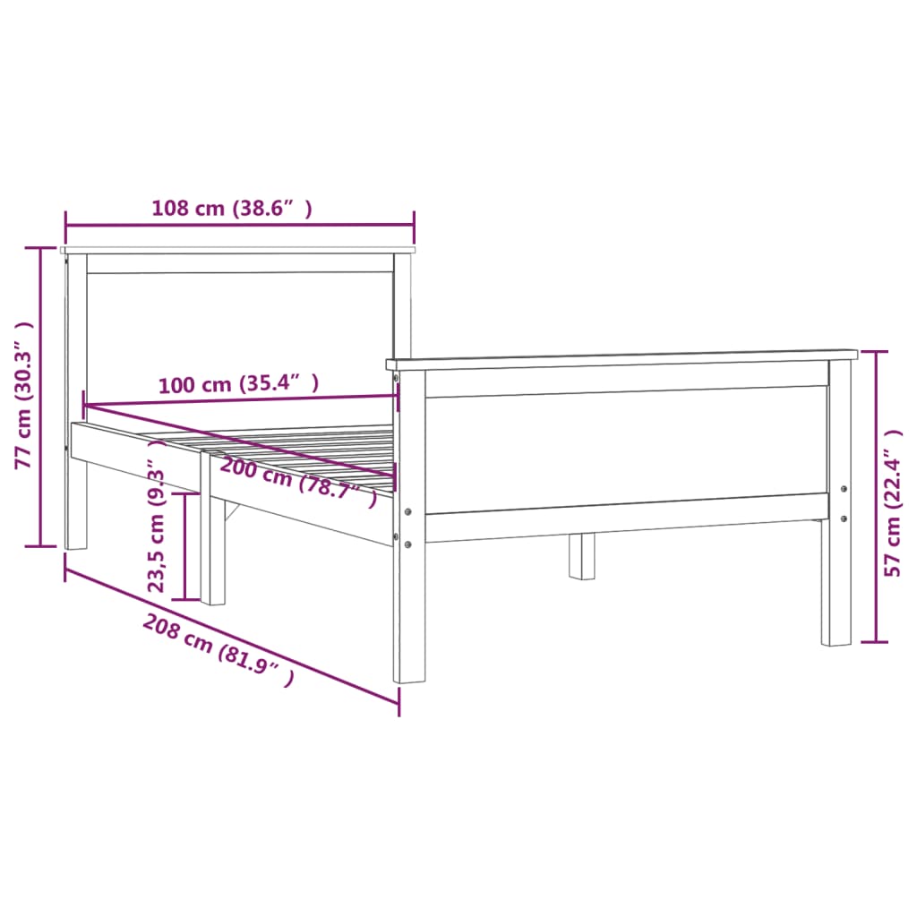 Massivholzbett Honigbraun Kiefernholz 100x200 cm