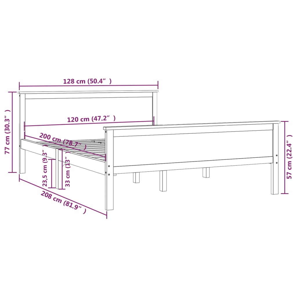 Massivholzbett ohne Matratze Honigbraun 120x200 cm Kiefernholz