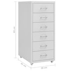 Aktenschrank mit Rollen Grau 28x41x69 cm Metall