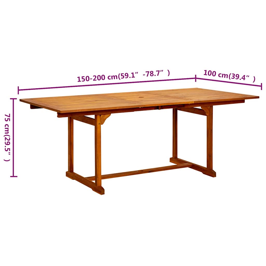 Garten-Esstisch (150-200)x100x75 cm Massivholz Akazie