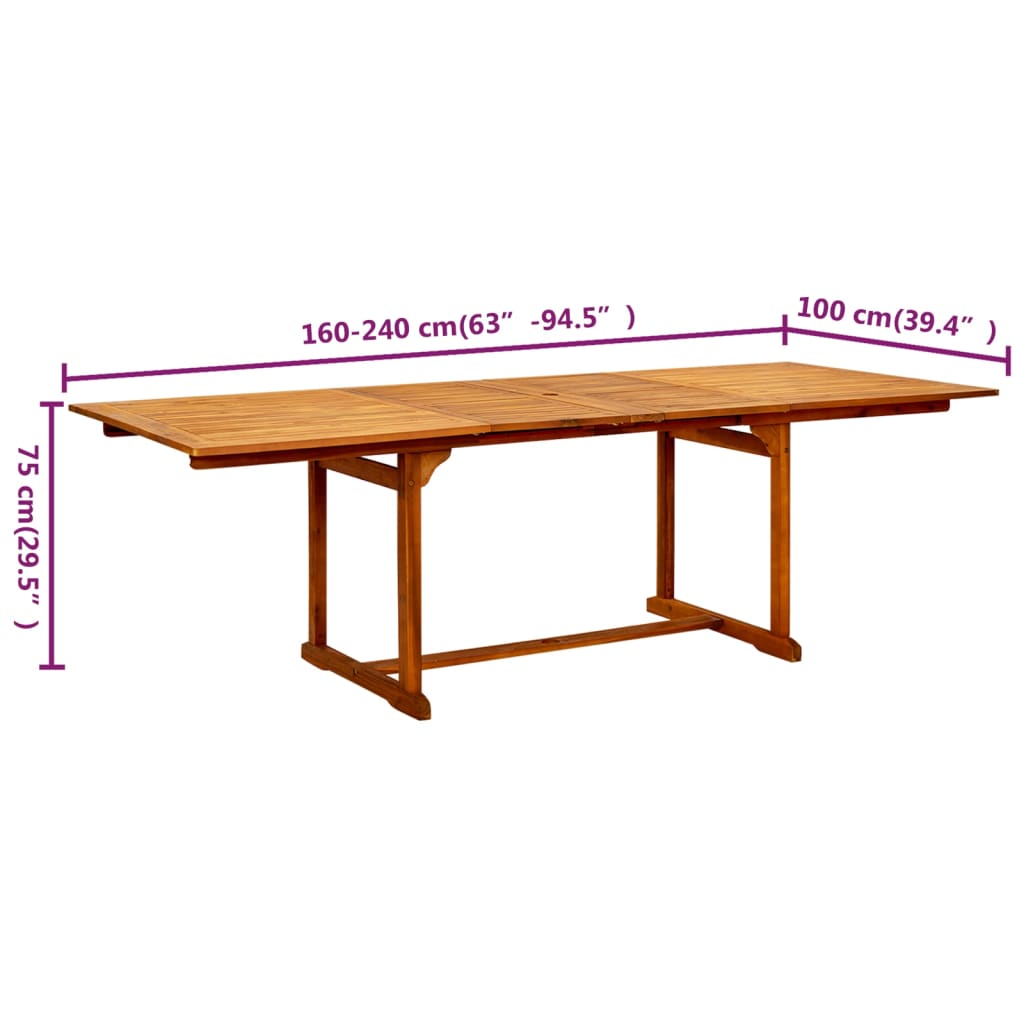 Garten-Esstisch (160-240)x100x75 cm Massivholz Akazie