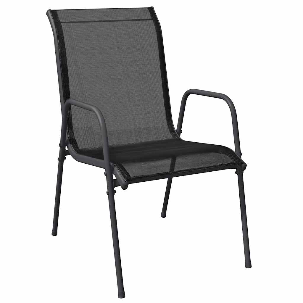 Gartenstühle 2 Stk. Stahl und Textilene Schwarz