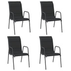 Gartenstühle 4 Stk. Stahl und Textilene Schwarz