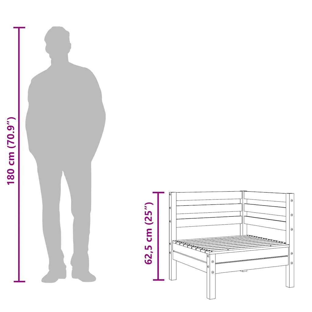 Garten-Ecksofas 2 Stk. Weiß Massivholz Kiefer