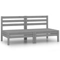Garten-Mittelsofas 2 Stk. Grau Kiefer Massivholz