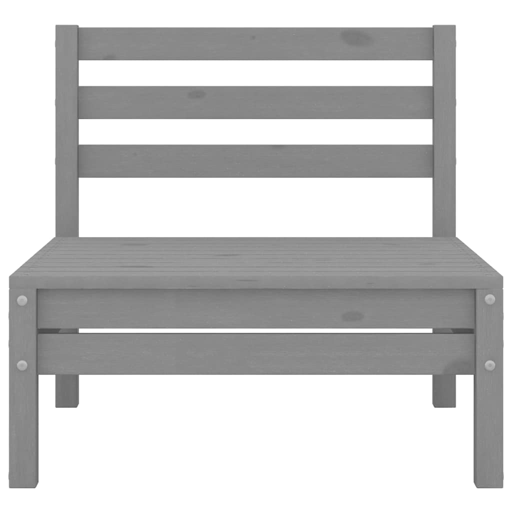Garten-Mittelsofas 2 Stk. Grau Kiefer Massivholz