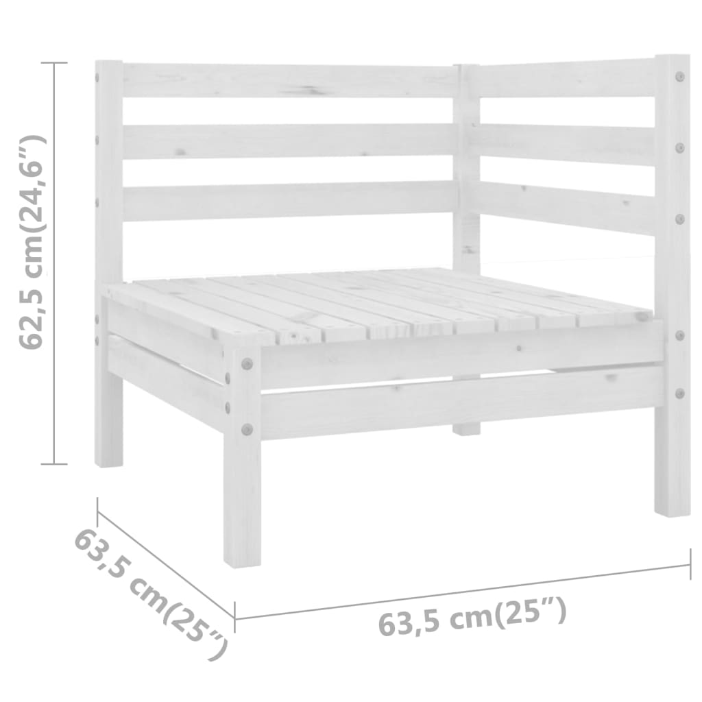 3-tlg. Garten-Lounge-Set Massivholz Kiefer Weiß