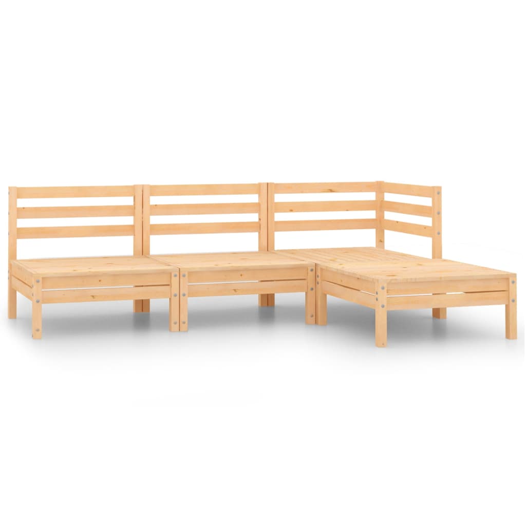 4-tlg. Garten-Lounge-Set Massivholz Kiefer