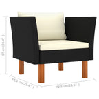 7-tlg. Garten-Lounge-Set Poly Rattan Eukalyptusholz Schwarz