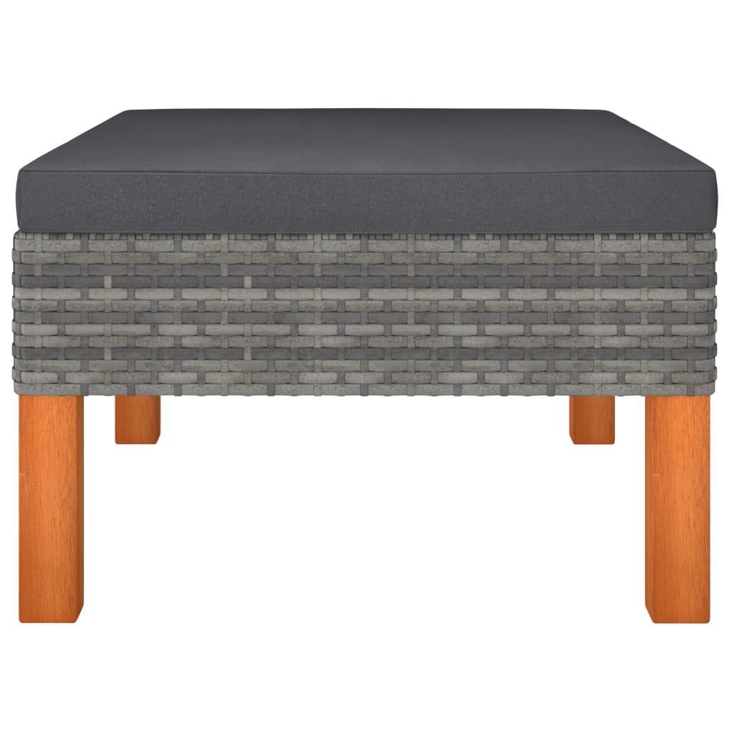 7-tlg. Garten-Lounge-Set Poly Rattan und Eukalyptusholz Grau