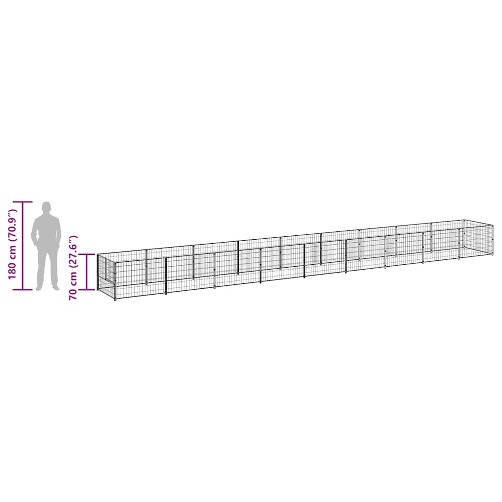 Hundezwinger Schwarz 9 m² Stahl