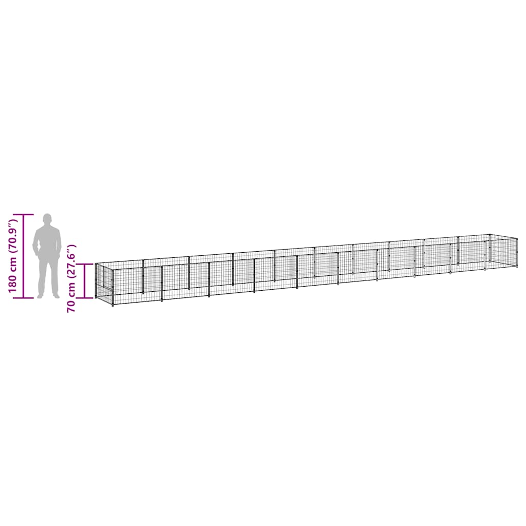 Hundezwinger Schwarz 10 m² Stahl
