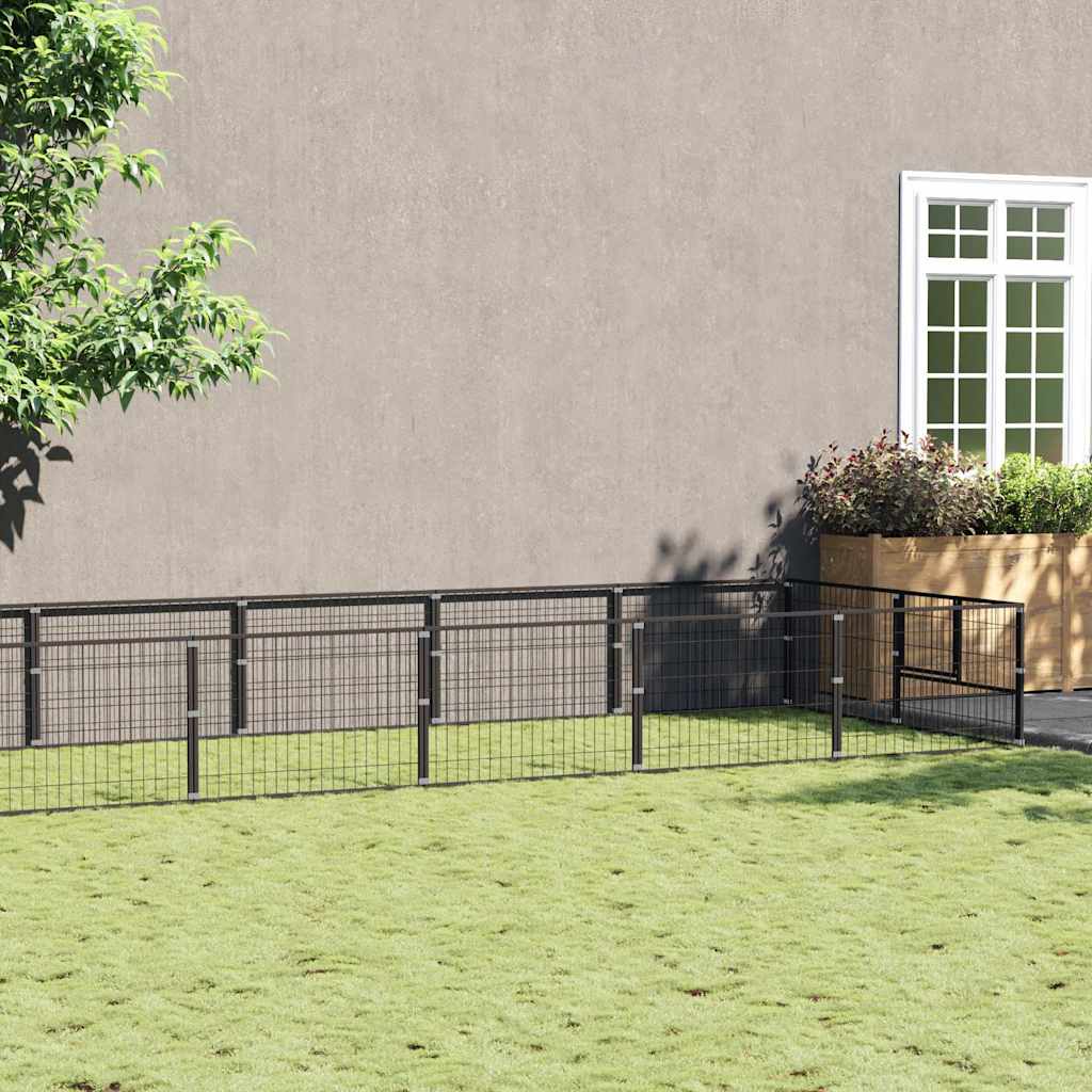 Hundezwinger Schwarz 12 m² Stahl