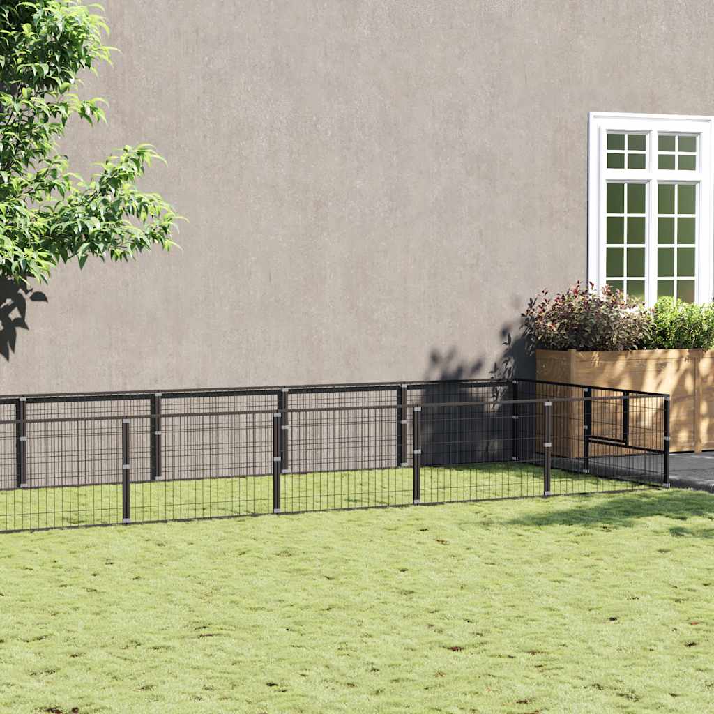 Hundezwinger Schwarz 16 m² Stahl