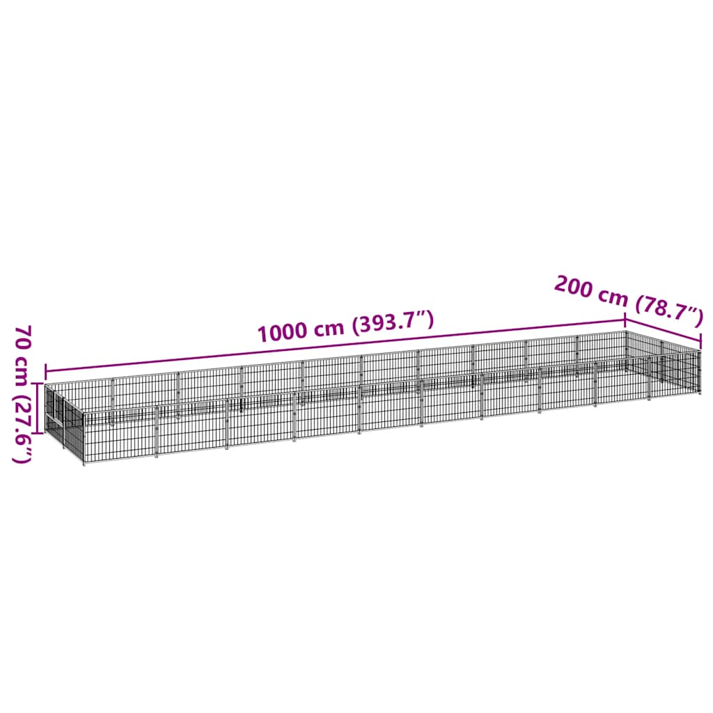 Hundezwinger Schwarz 20 m² Stahl
