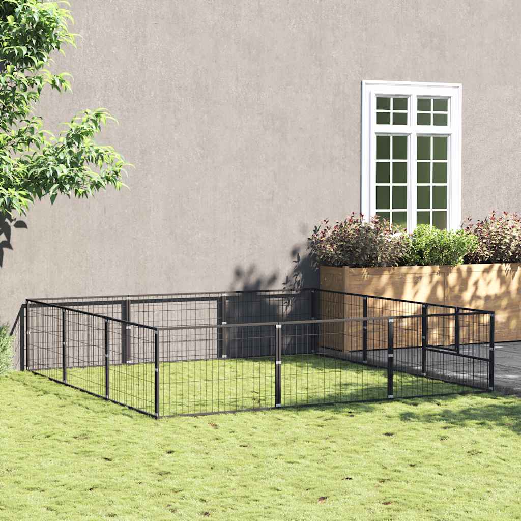 Hundezwinger Schwarz 9 m² Stahl