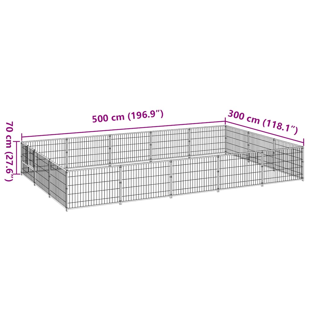 Hundezwinger Schwarz 15 m² Stahl