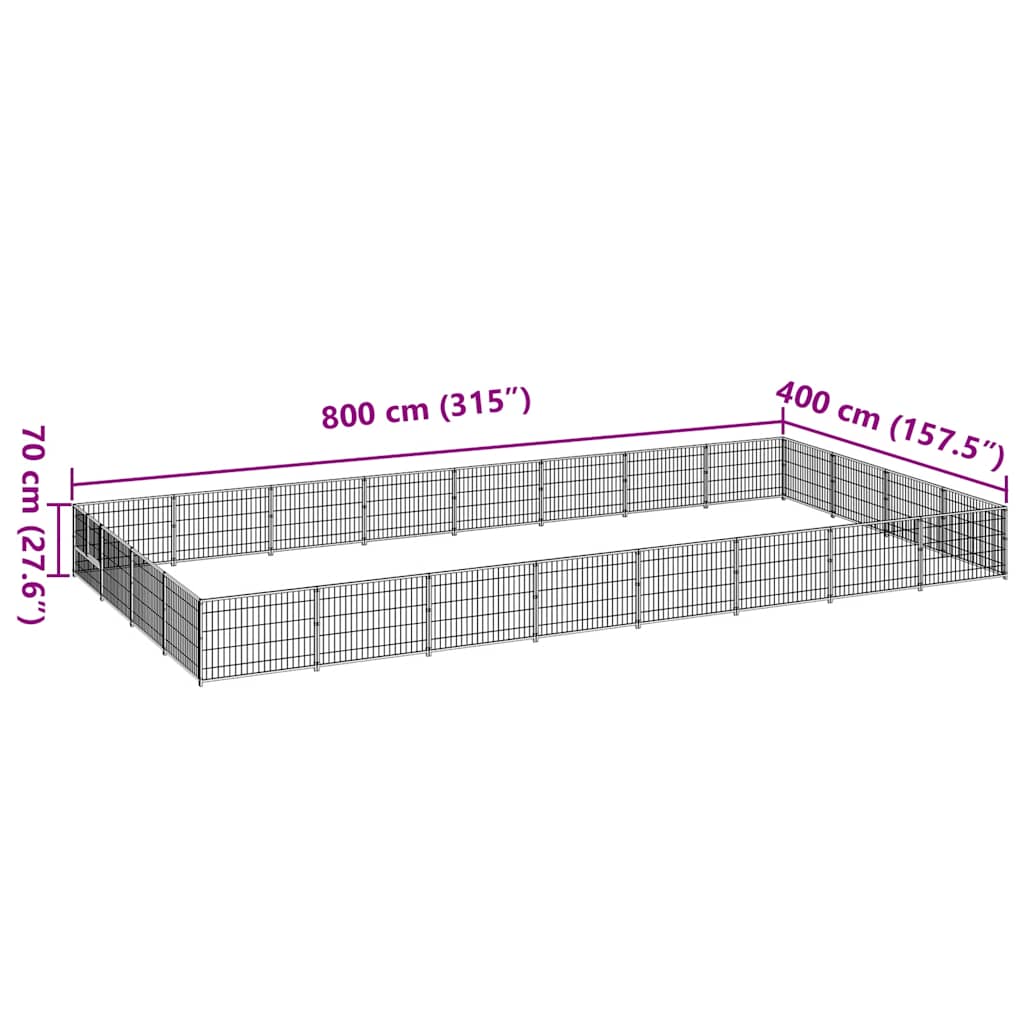 Hundezwinger Schwarz 32 m² Stahl