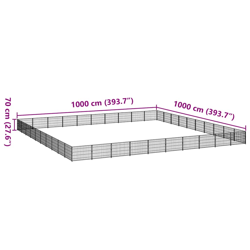 Hundezwinger Schwarz 100 m² Stahl