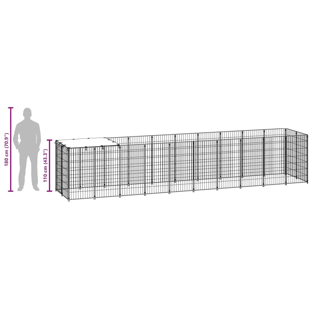 Hundezwinger Schwarz 6,05 m² Stahl